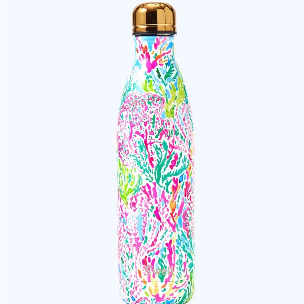 Lily Pulitzer Water Bottle with Gold Cap